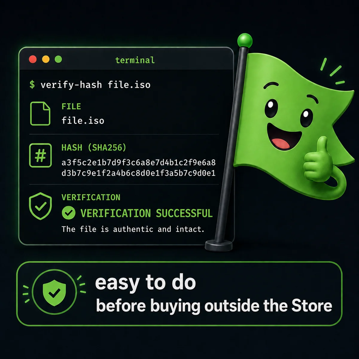terminal showing a hash check for an apk file