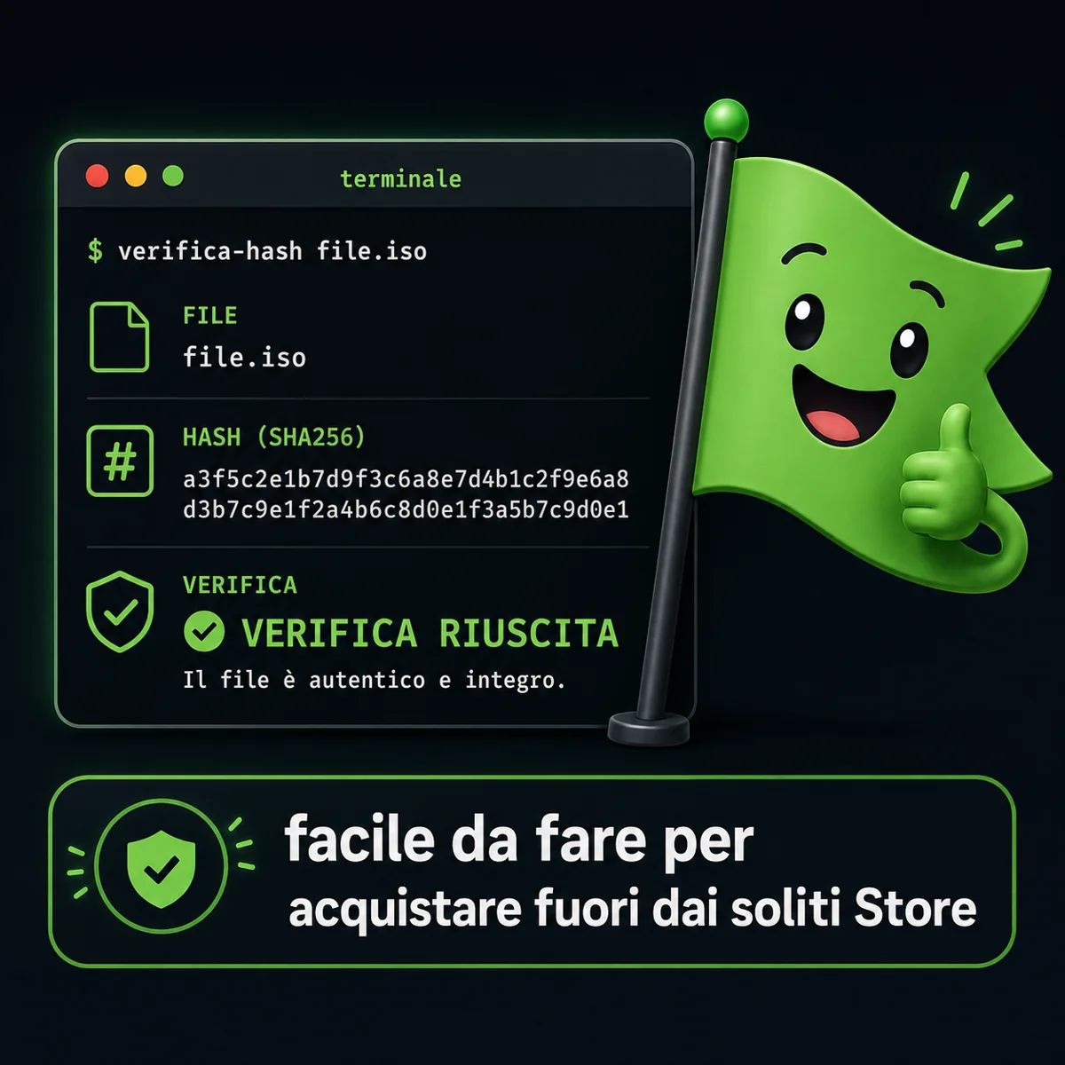 terminale con verifica hash per apk